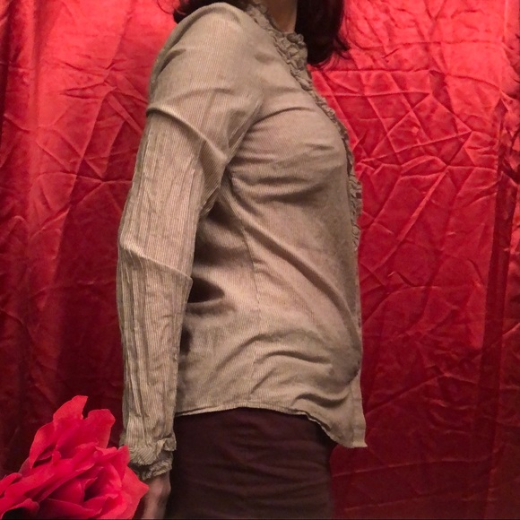 Striped Button-Down Shirt by Moda International Size M - Picture 8 of 13